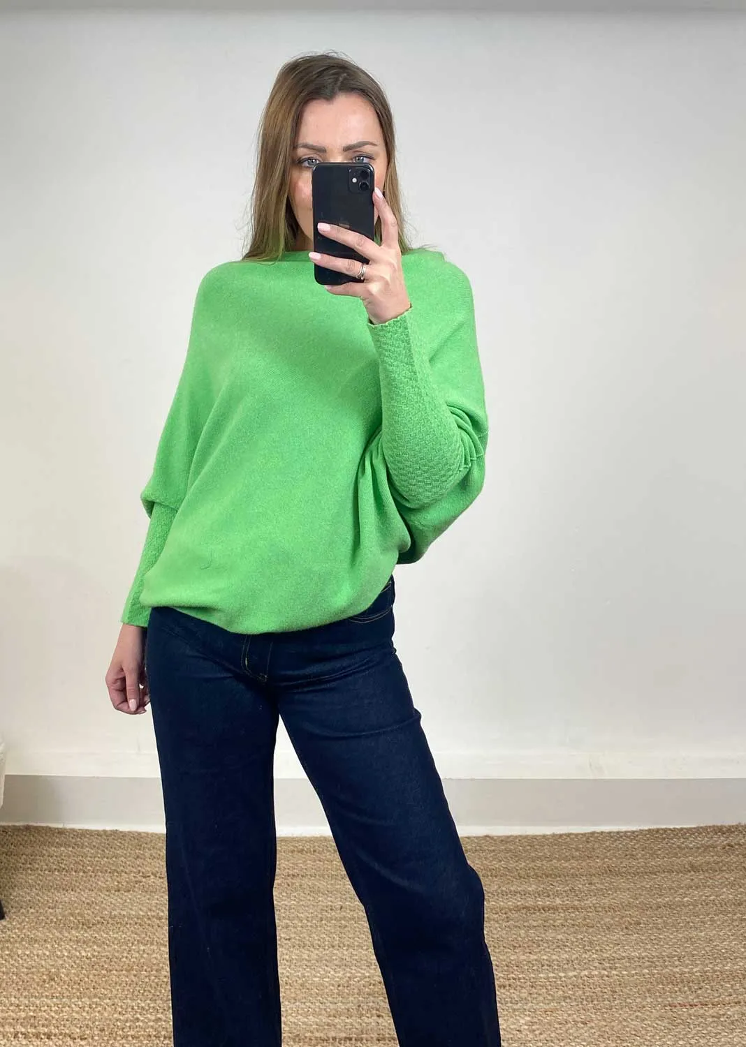 Grace Asymmetric Knit Jumper in Apple Green