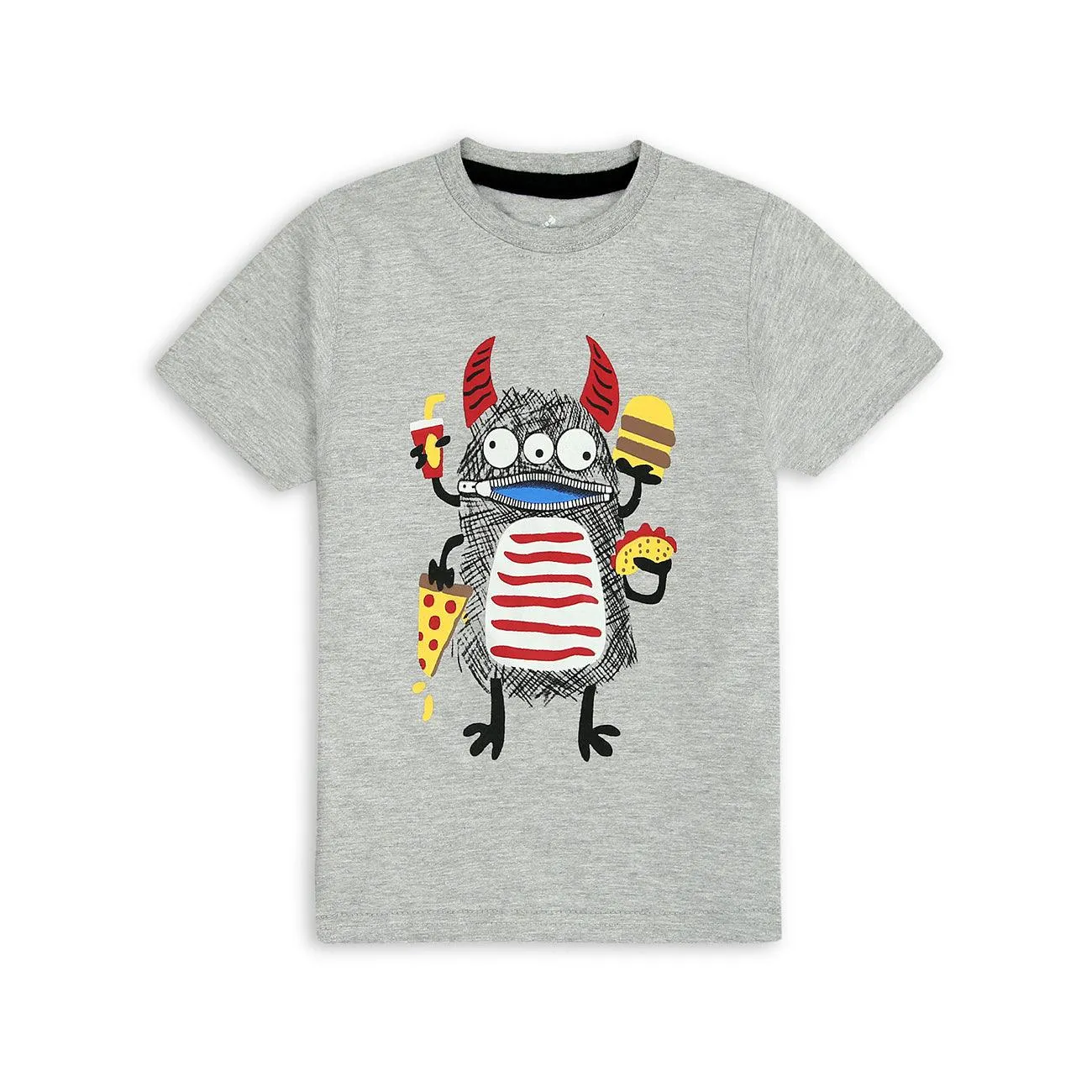 Gray Soft Cotton Printed T-Shirt For Boys  9 MONTH - 10 YRS (MI-11119)