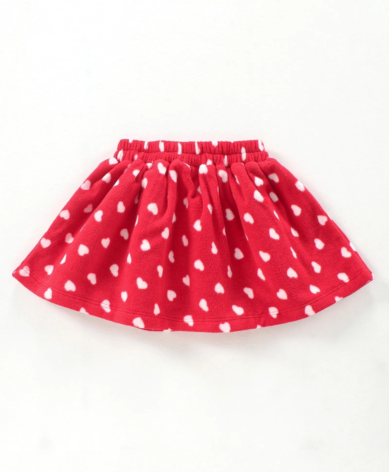 Hearts with Frill Polar Fleece Top Skirt Set