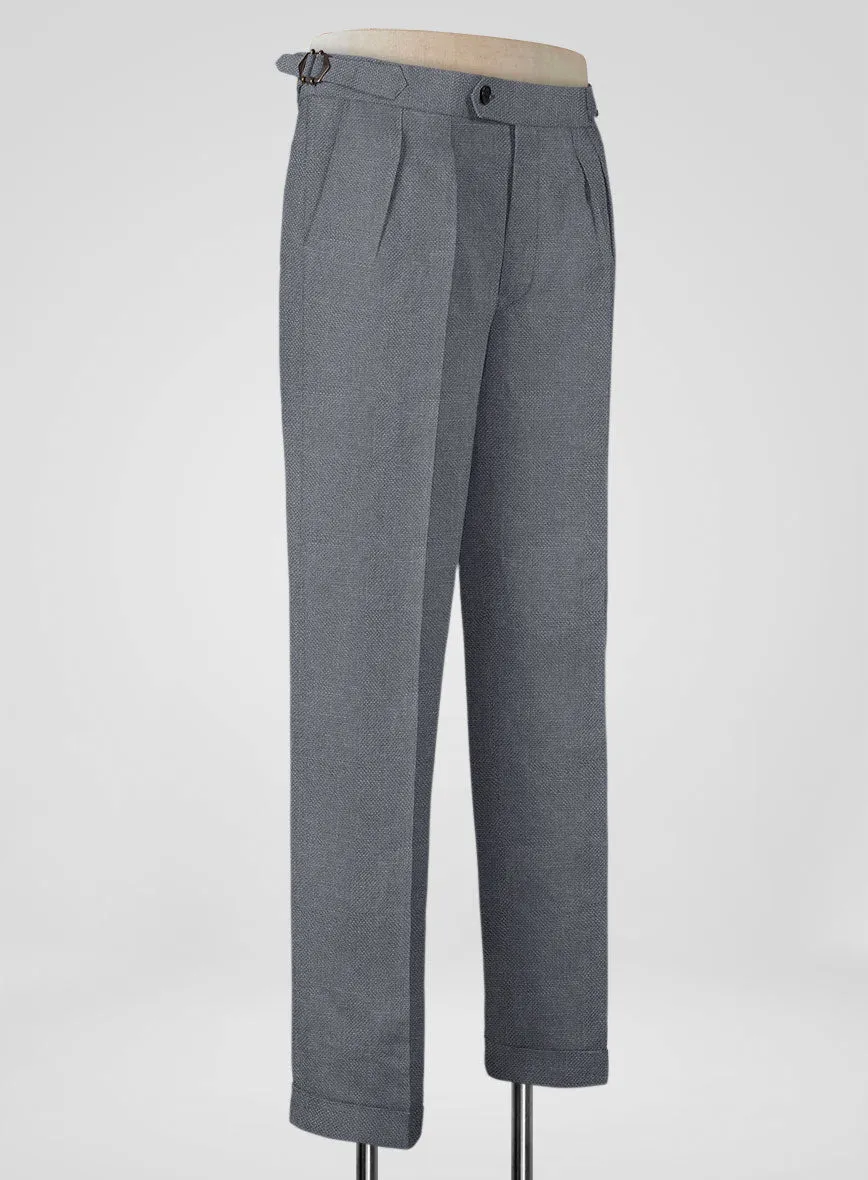 Italian Prato Gray Dobby Linen Highland Trousers