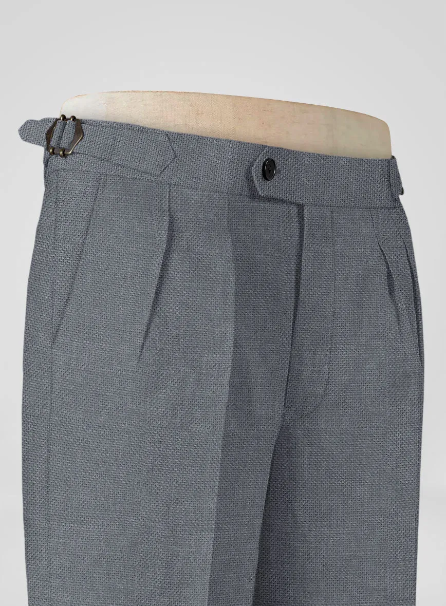 Italian Prato Gray Dobby Linen Highland Trousers