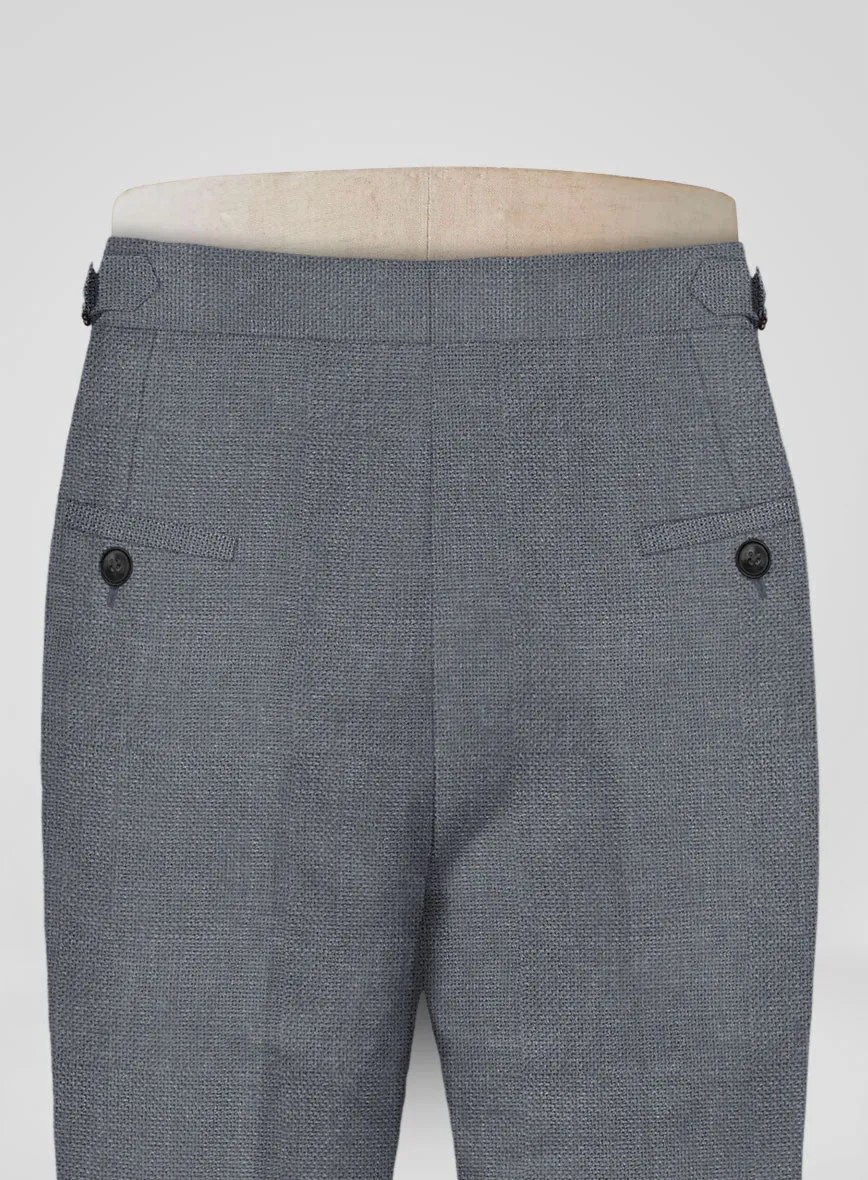 Italian Prato Gray Dobby Linen Highland Trousers