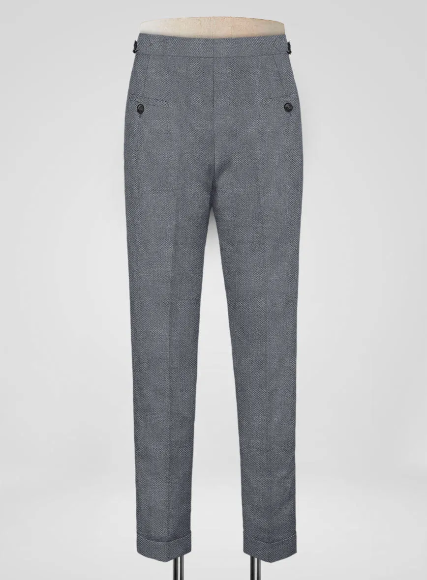 Italian Prato Gray Dobby Linen Highland Trousers