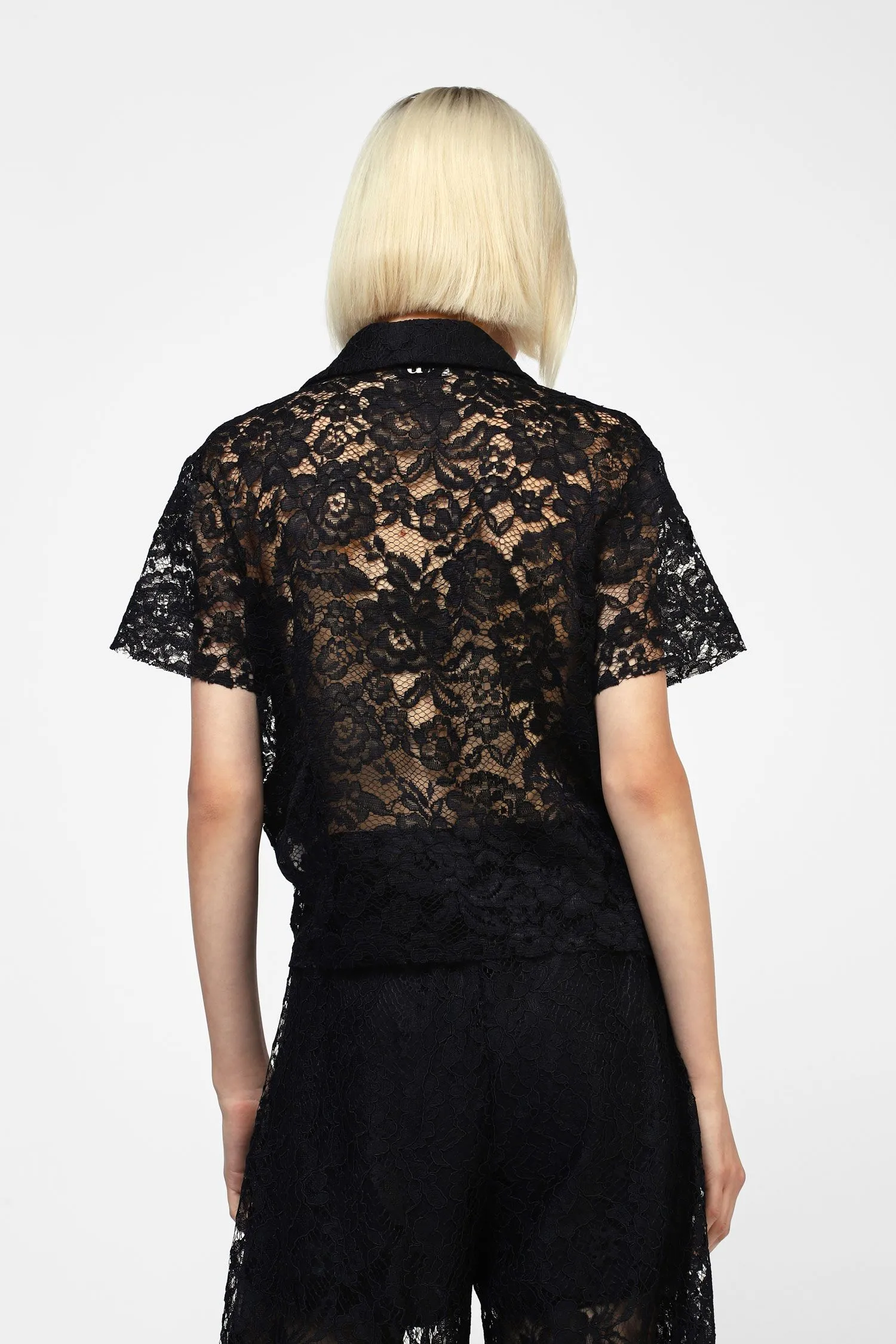 Lace top with classic collar