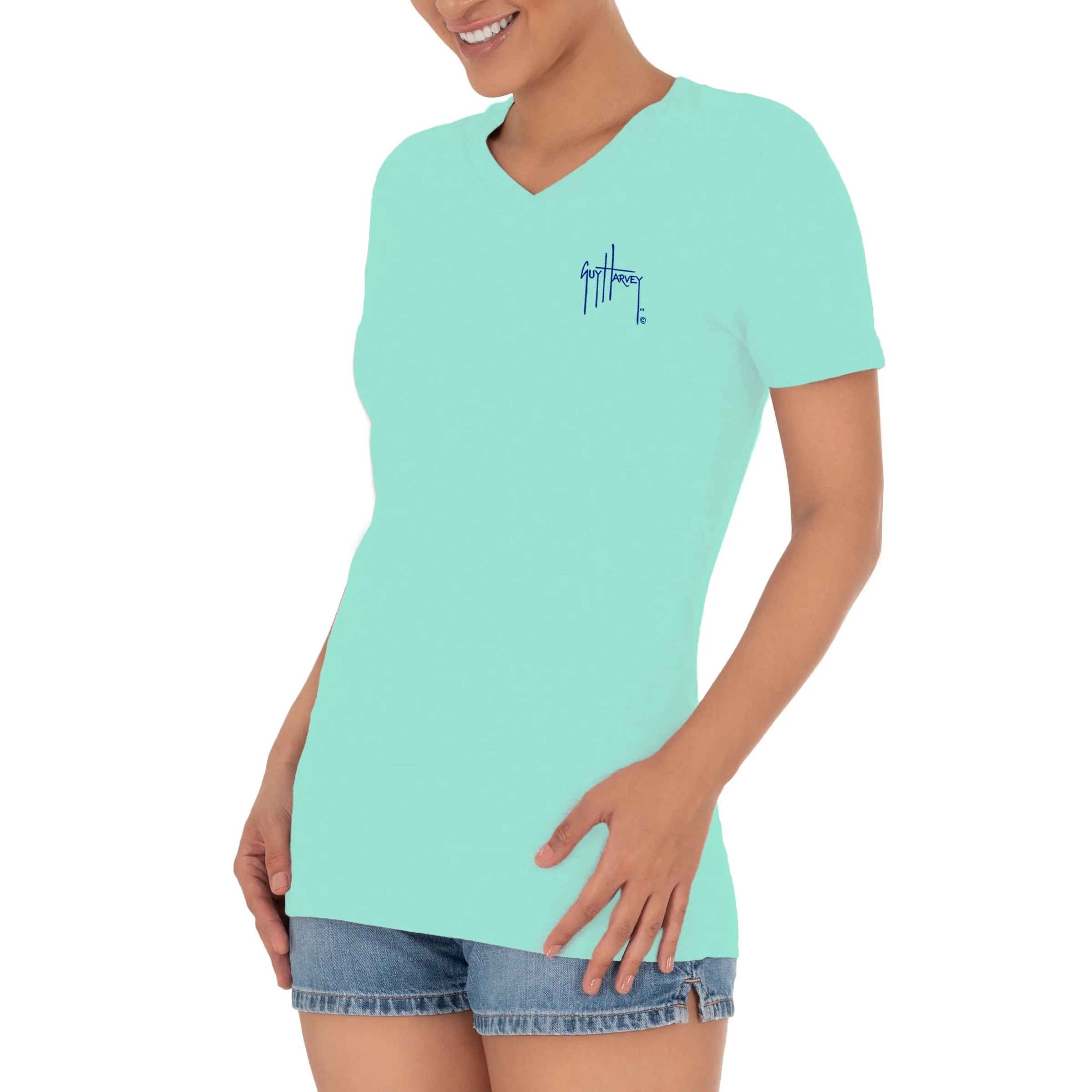 Ladies Mahi Duo Short Sleeve V-Neck T-Shirt