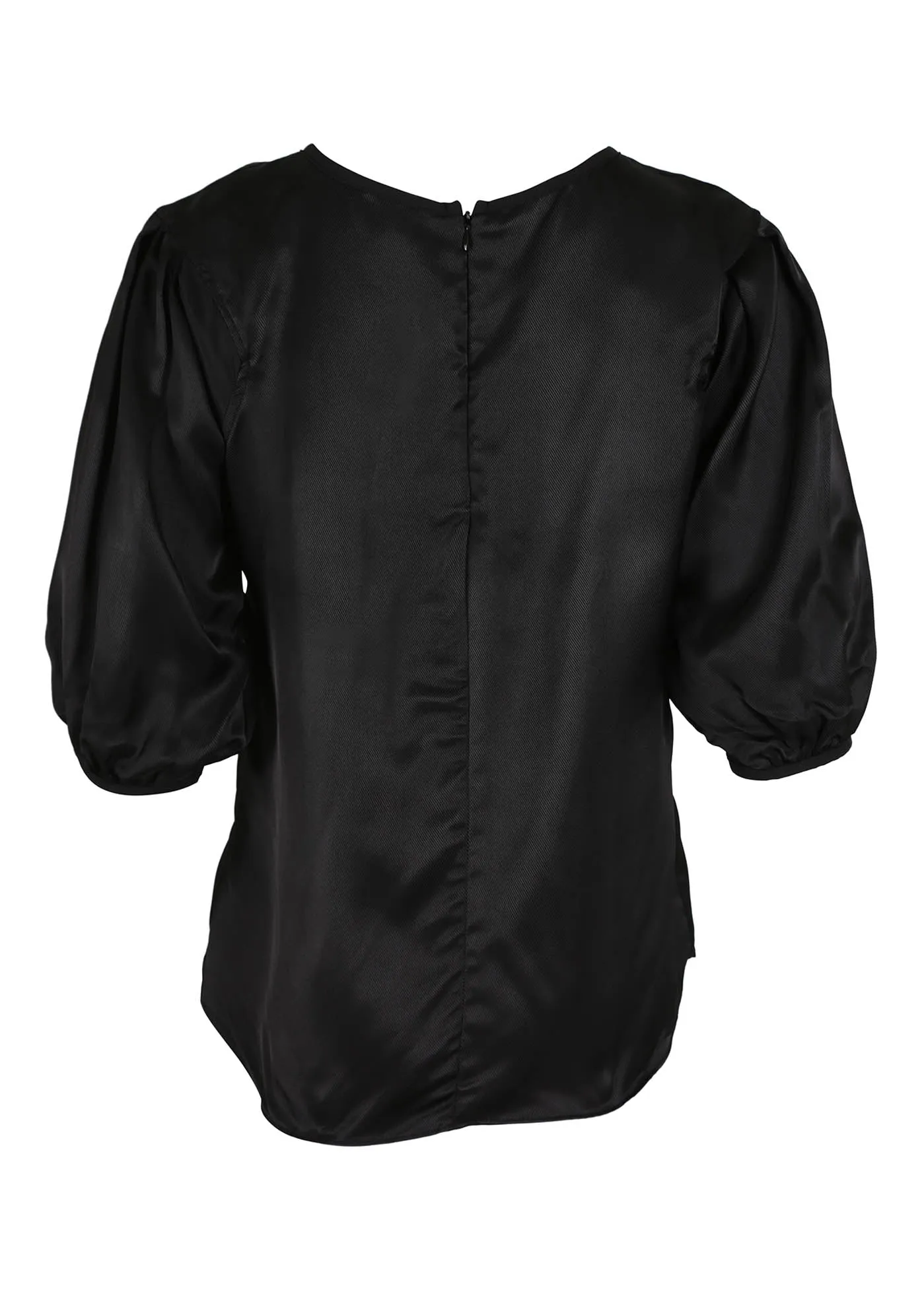 Lavender Fields Blouse Black in Satin Twill