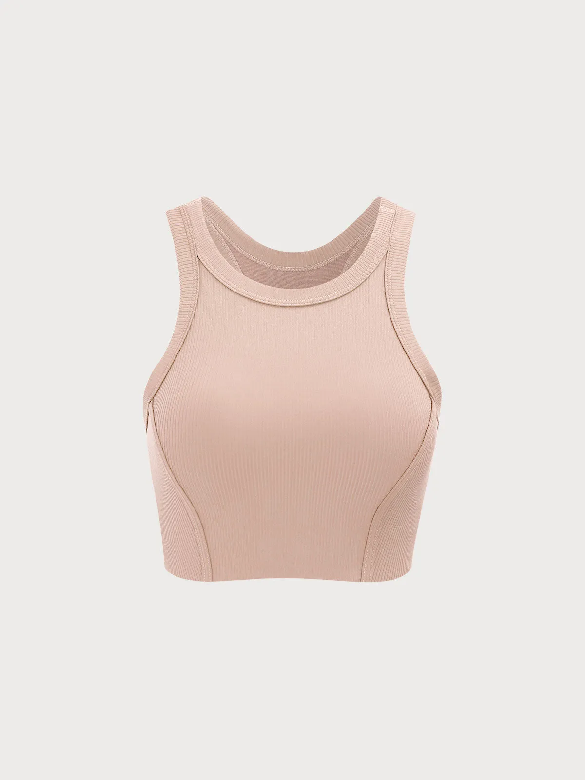 Light Pink Round Neck Tank Top - Medium Support