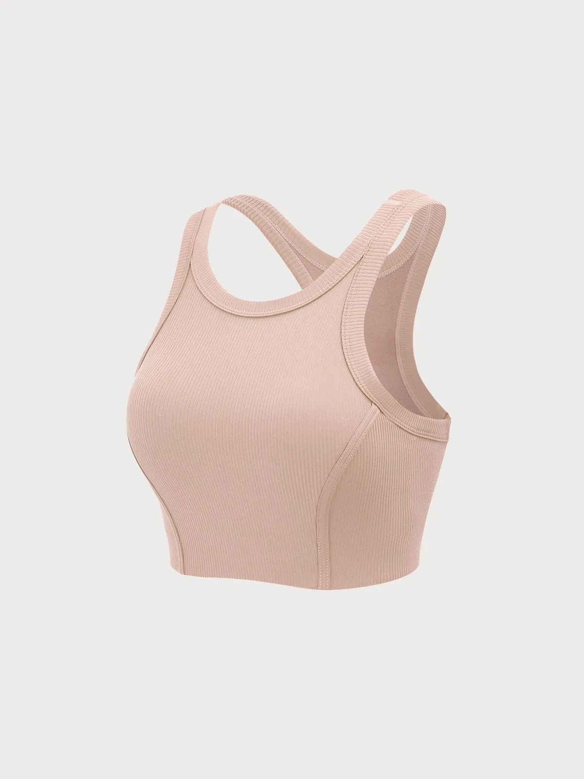 Light Pink Round Neck Tank Top - Medium Support