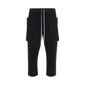 Men Cargo Cropped Drawstring Pants in Black