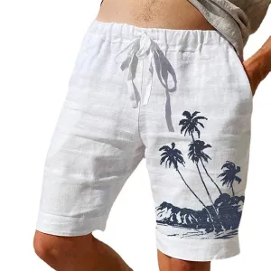 Men's Beach Style Coconut Tree Print Loose Casual Drawstring Shorts 15767267YM