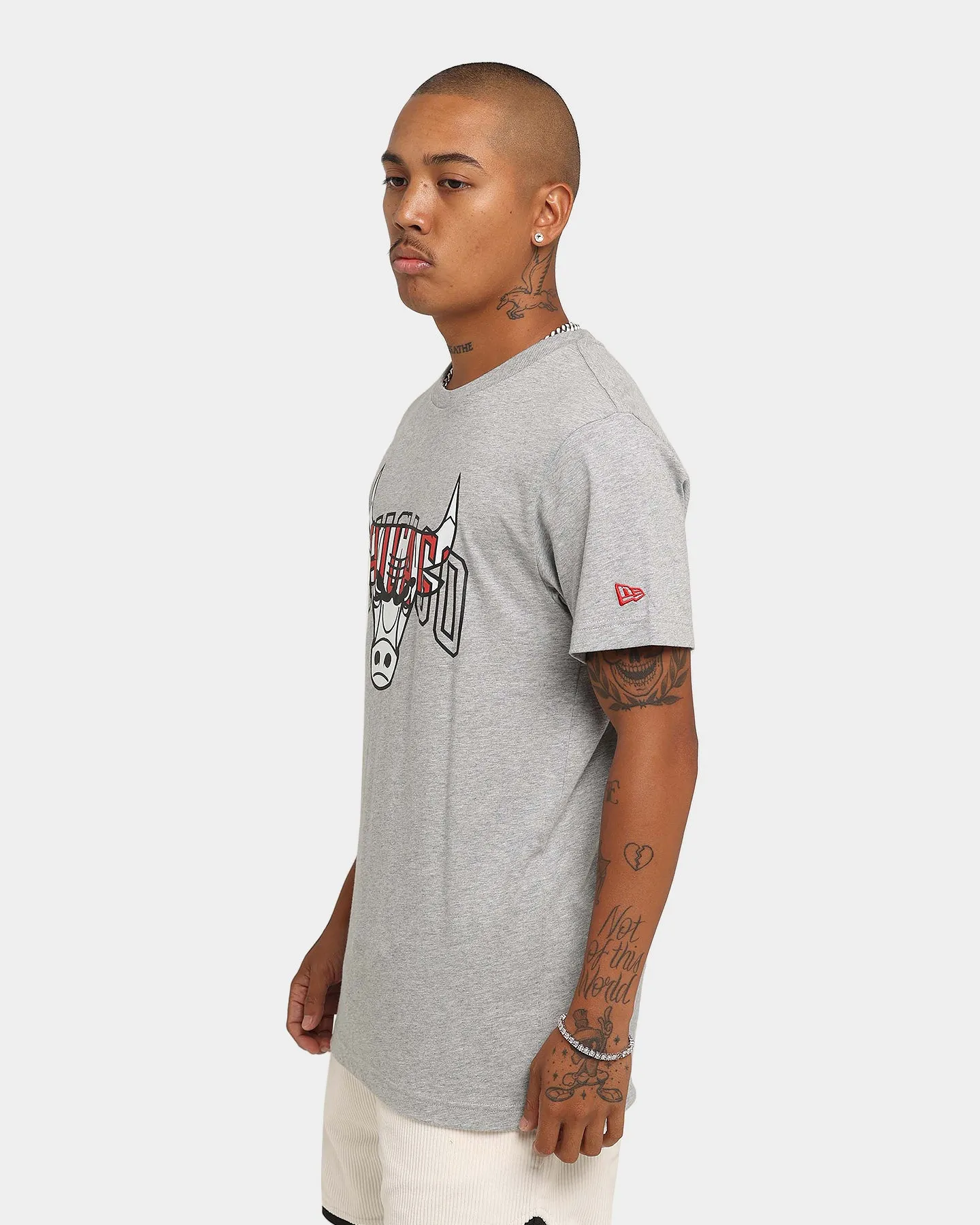 New Era Chicago Bulls Script T-Shirt Heather Grey