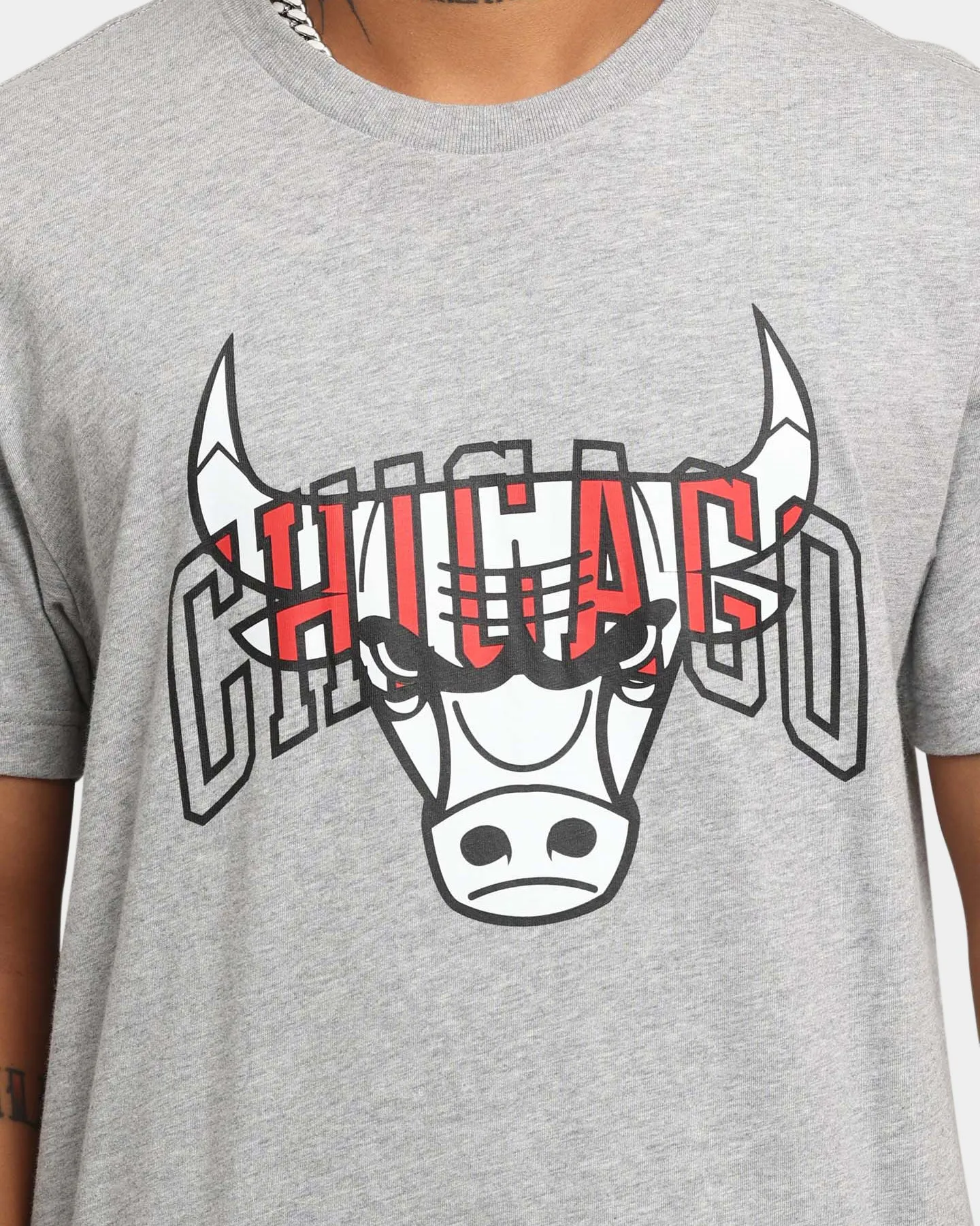 New Era Chicago Bulls Script T-Shirt Heather Grey