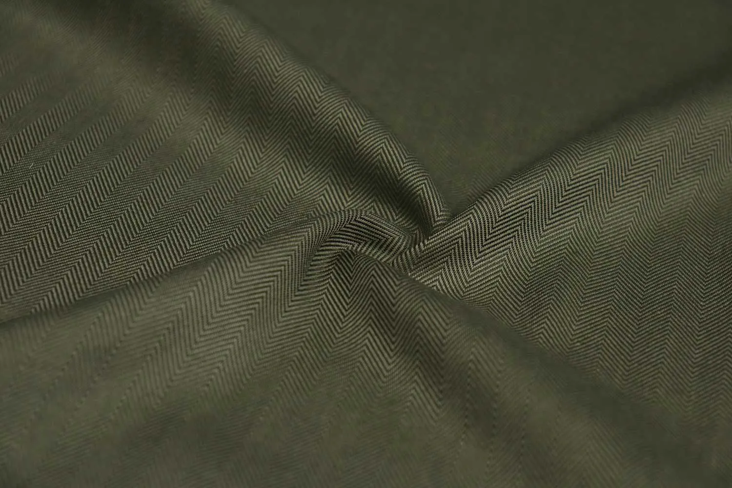 Olive Green Chevron Plain Rayon Blend Fabric