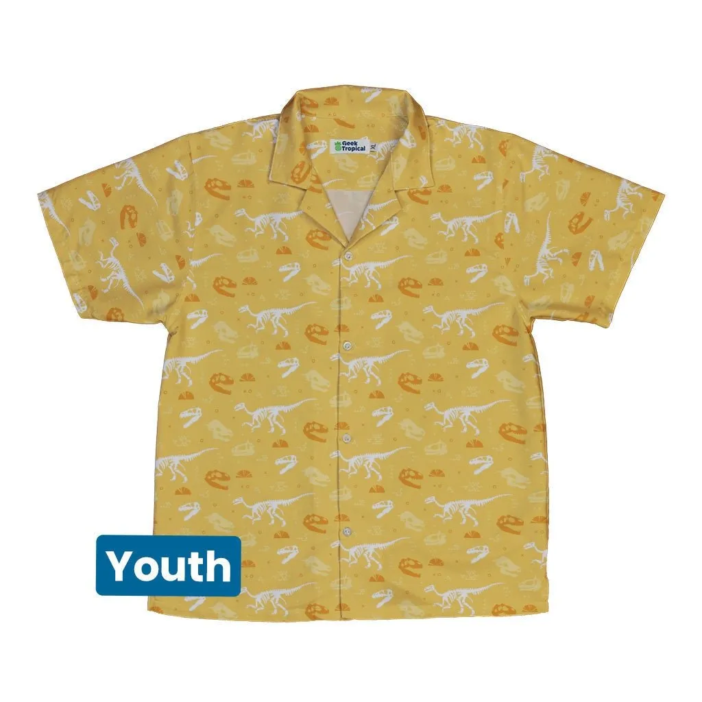 Orange Dinosaur Bones Youth Hawaiian Shirt