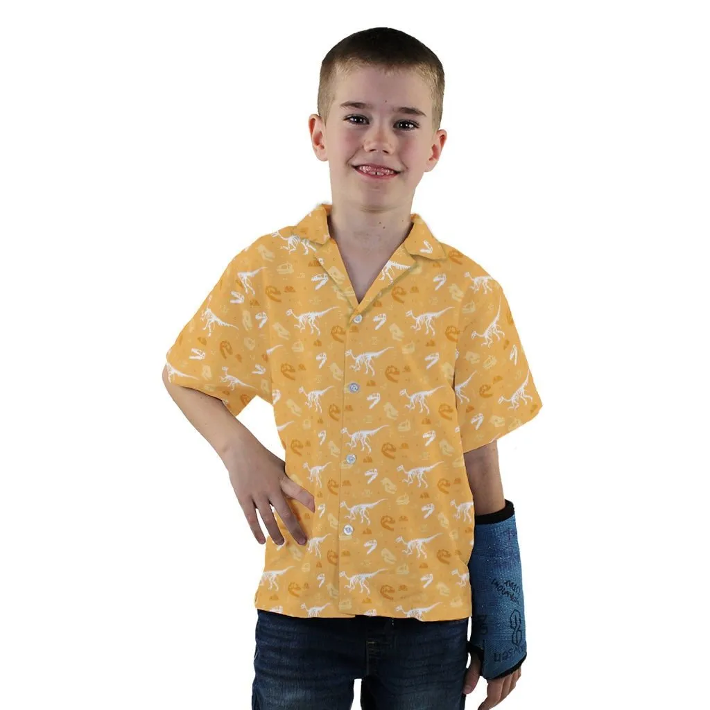 Orange Dinosaur Bones Youth Hawaiian Shirt