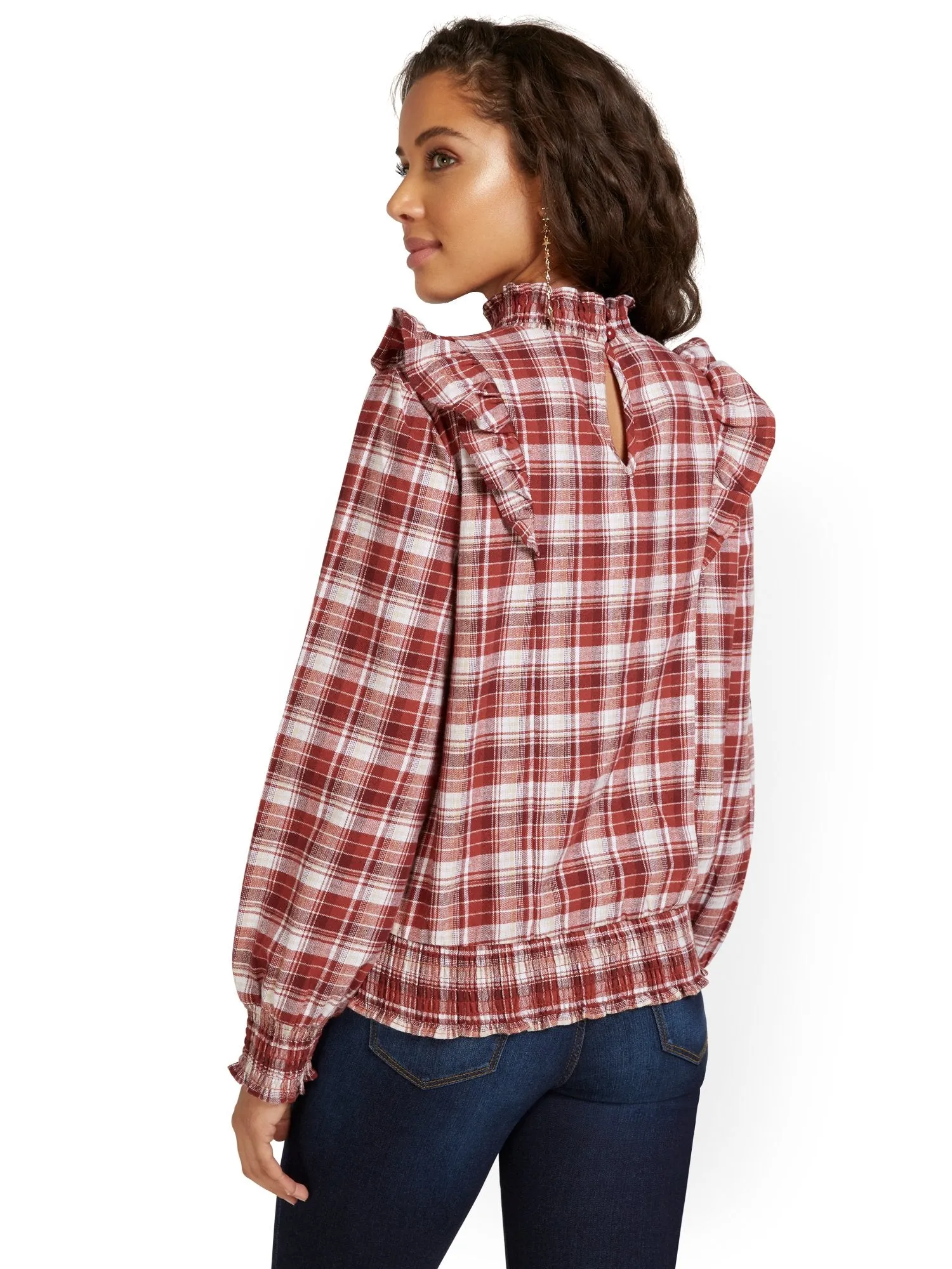 Plaid Ruffle Blouse