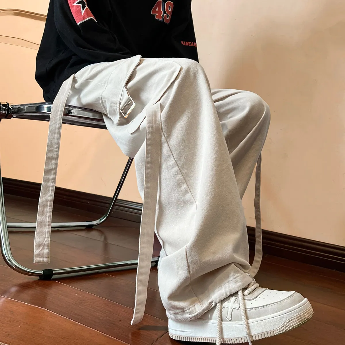 Pocket Long Strap Cargo Pants