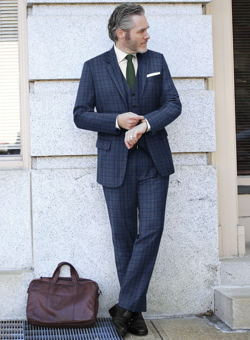 Reda Azul Blue Checks Wool Suit