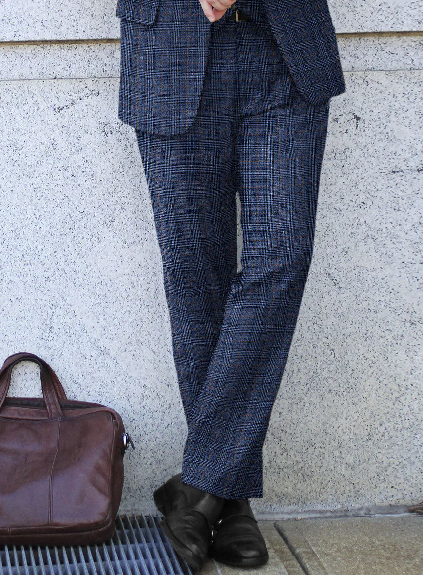 Reda Azul Blue Checks Wool Suit