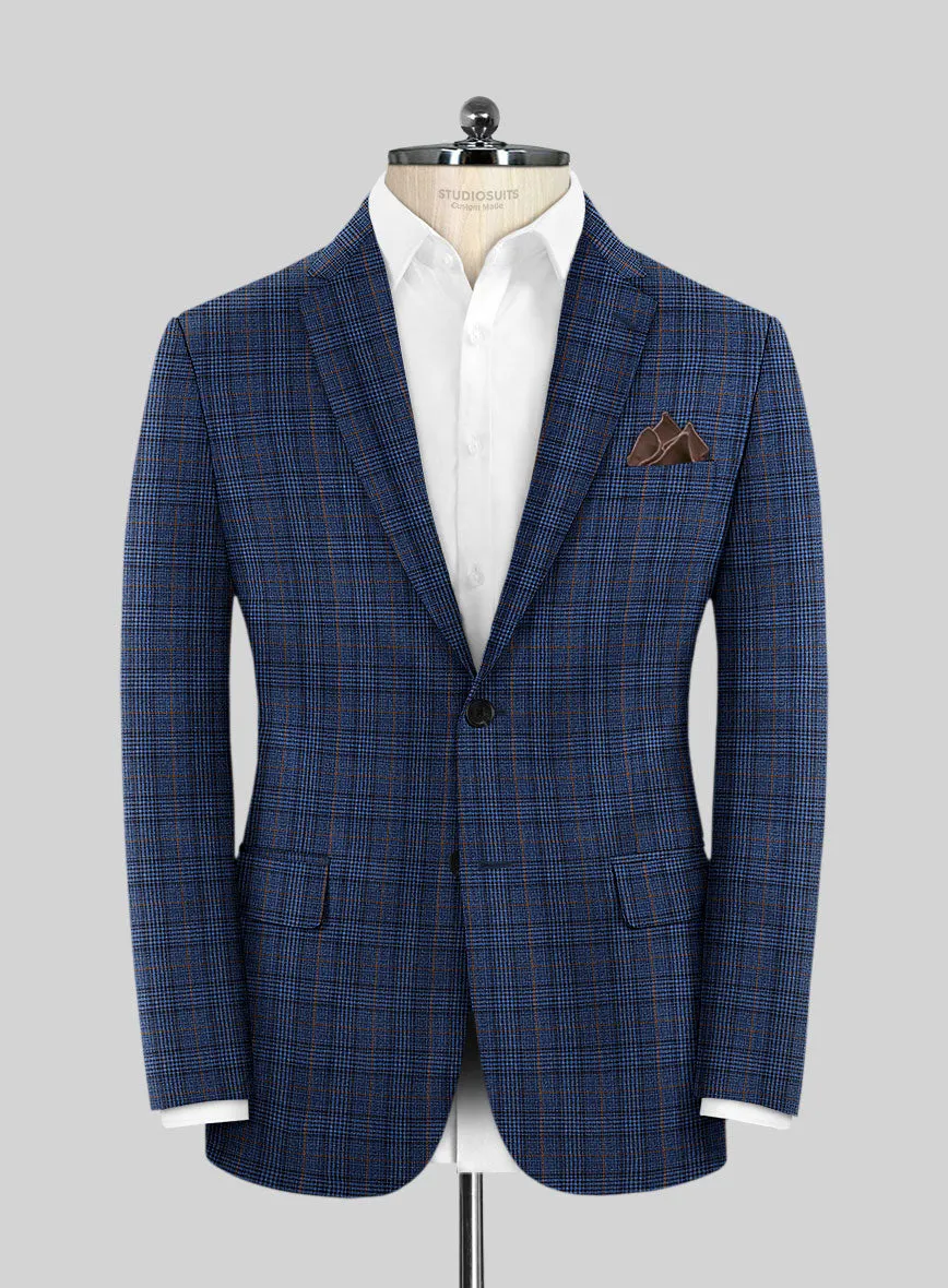 Reda Azul Blue Checks Wool Suit