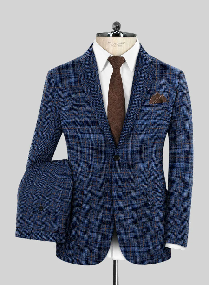 Reda Azul Blue Checks Wool Suit