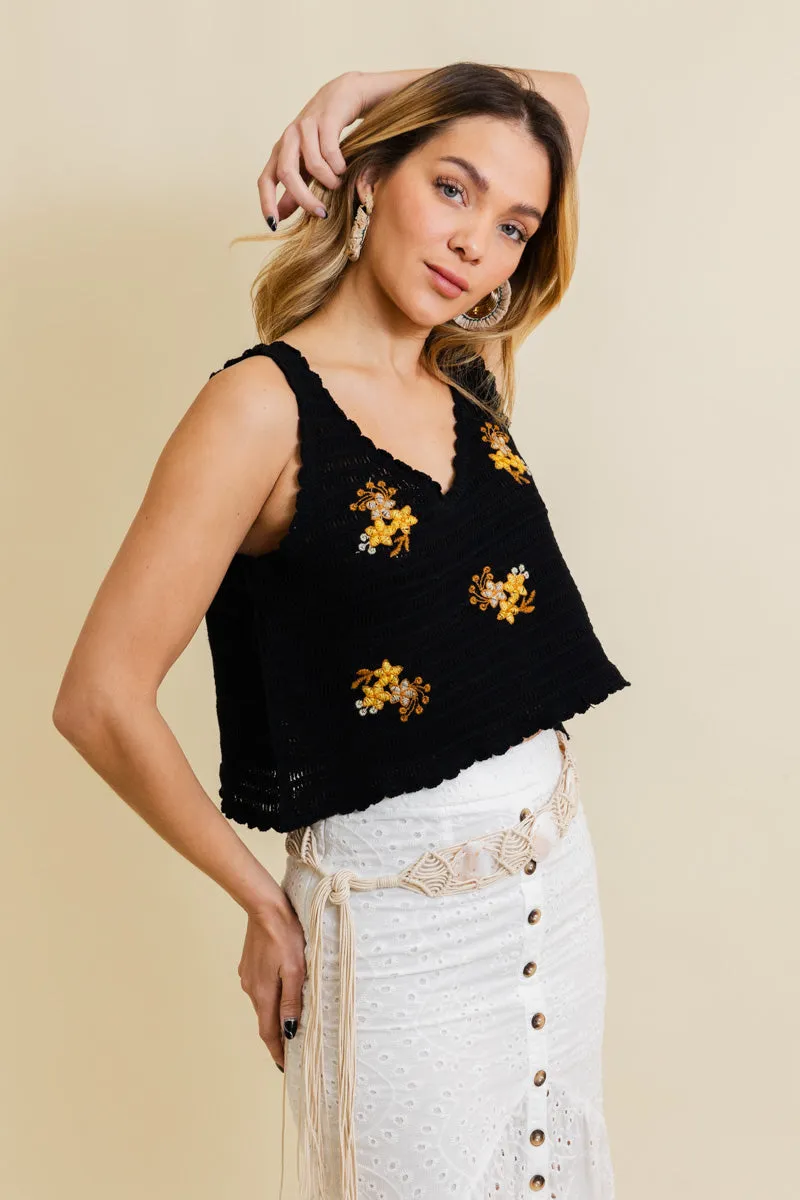 Serene Blooms Crochet Style Top