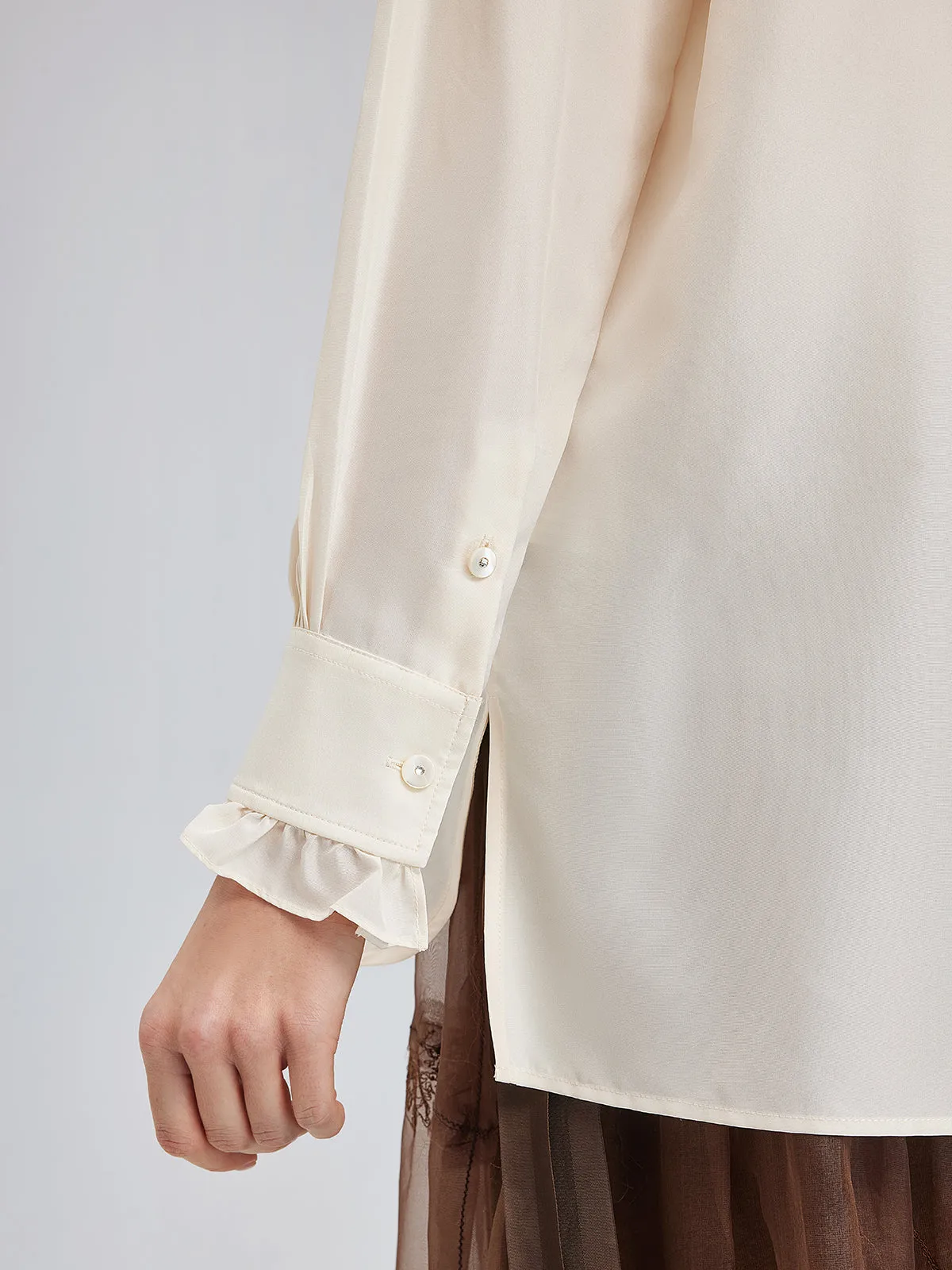 Silk Ruffled Collar Blouse