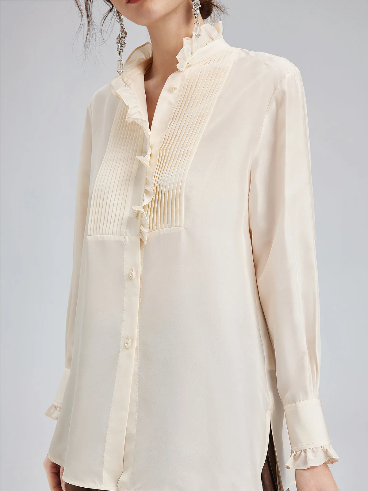 Silk Ruffled Collar Blouse