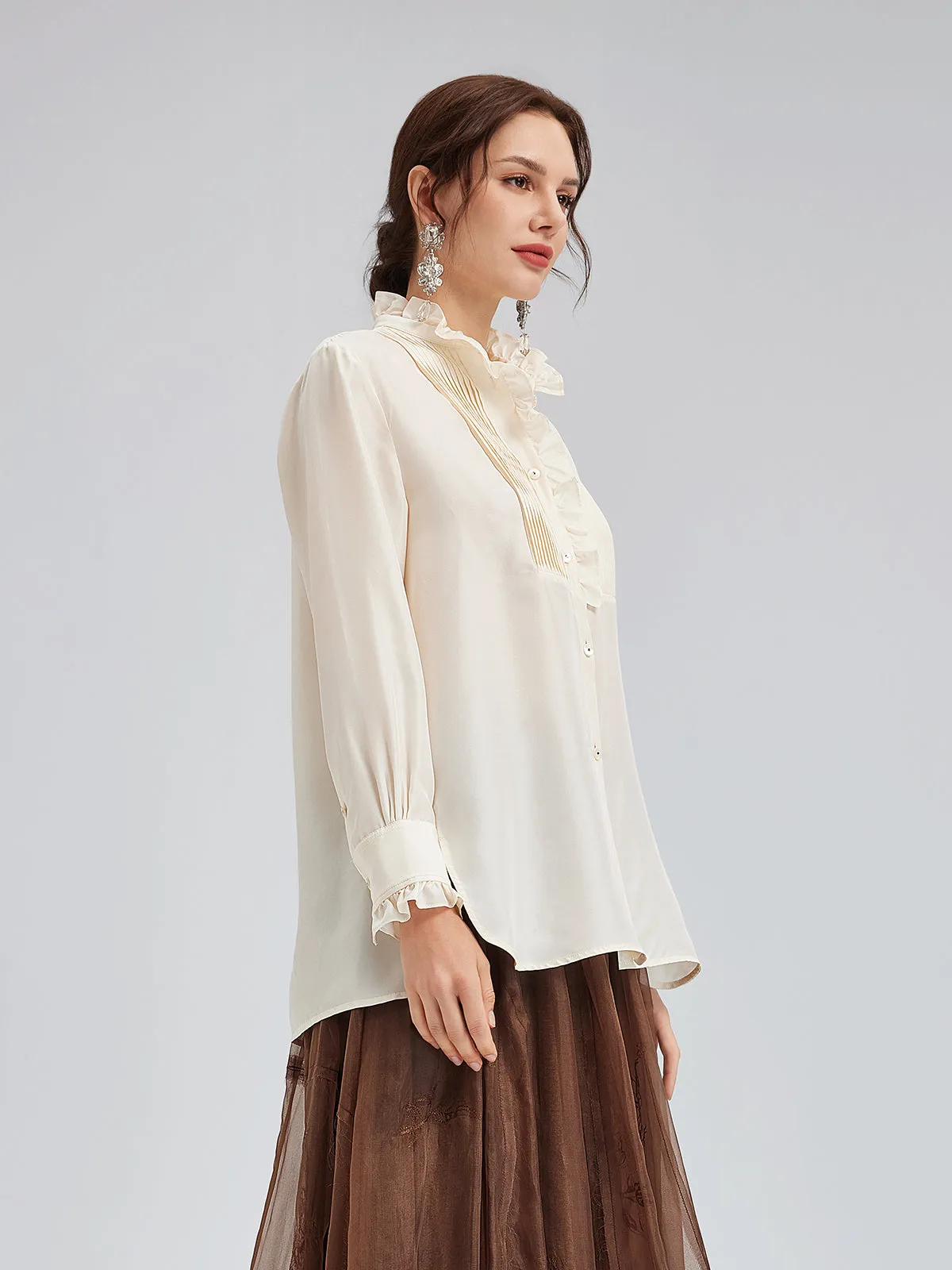 Silk Ruffled Collar Blouse