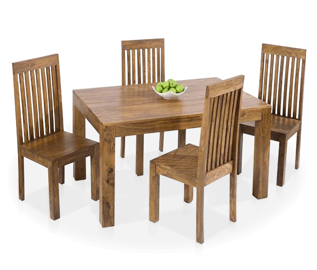 Solid Wood Cube Dining Set 4 Seater with Chairs