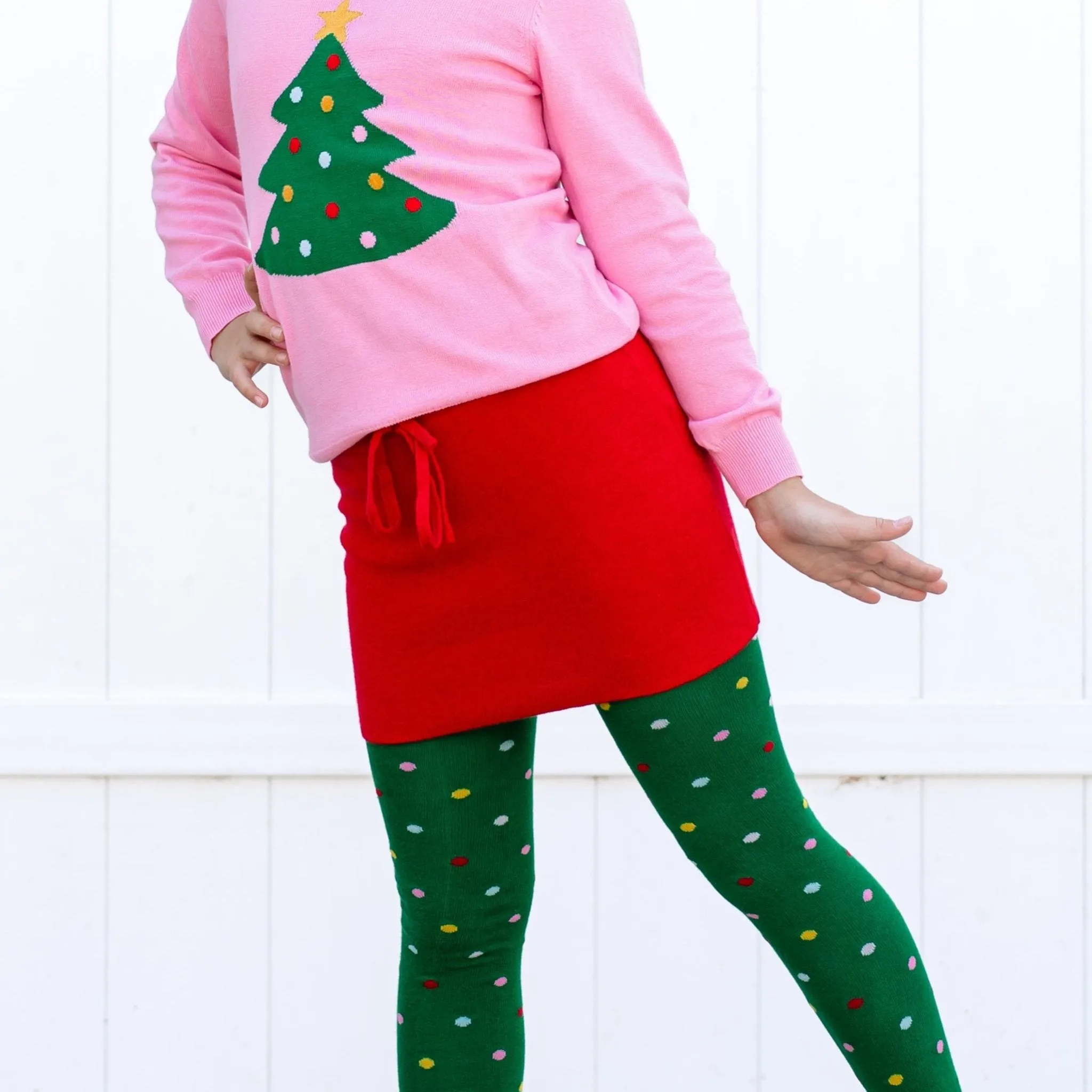 Sweater Skirt - Sparkly Bright Red