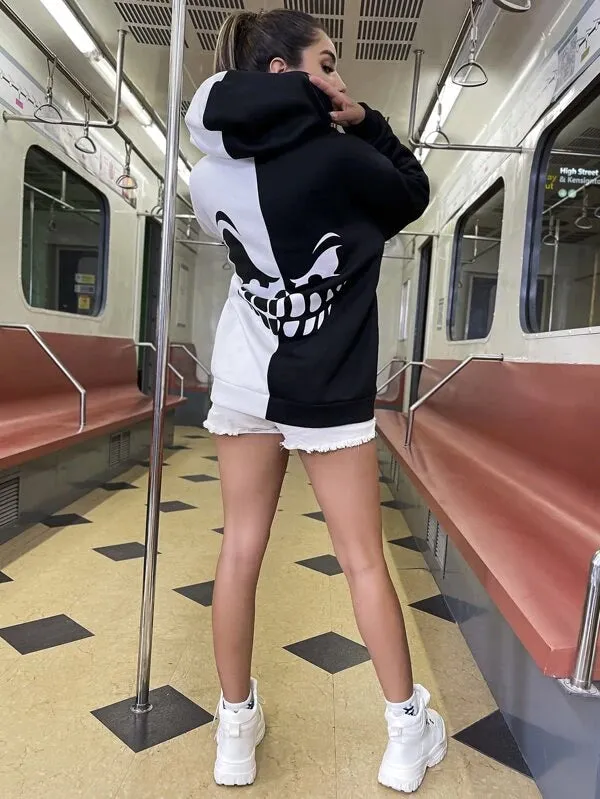 SXV  'Two Tone Halloween’ Printed Cool Aesthetic Sweatshirt Hoodie