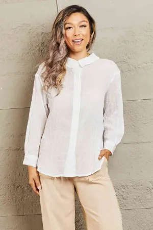 Take Me Out Lightweight Button Down Top