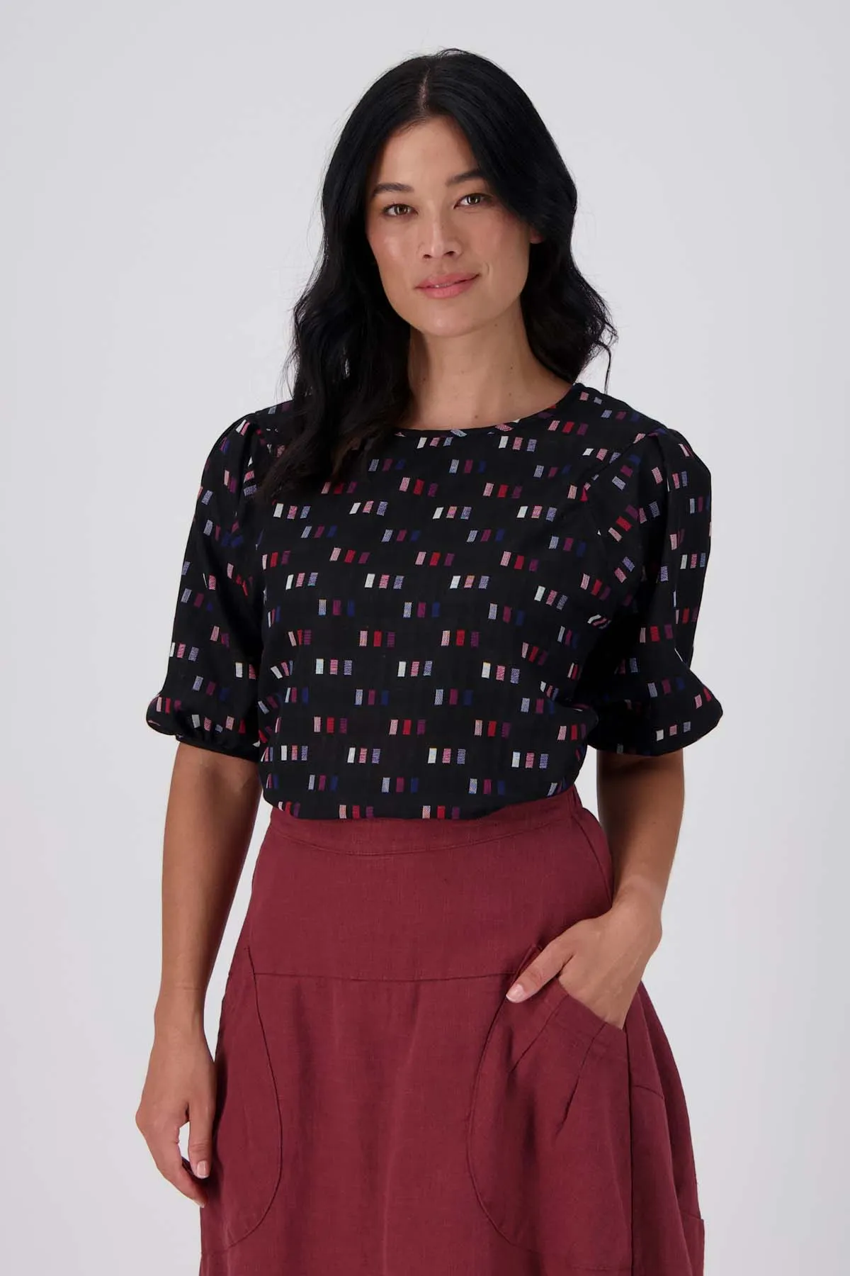 Telegraph Blouse Black in Woven Cotton