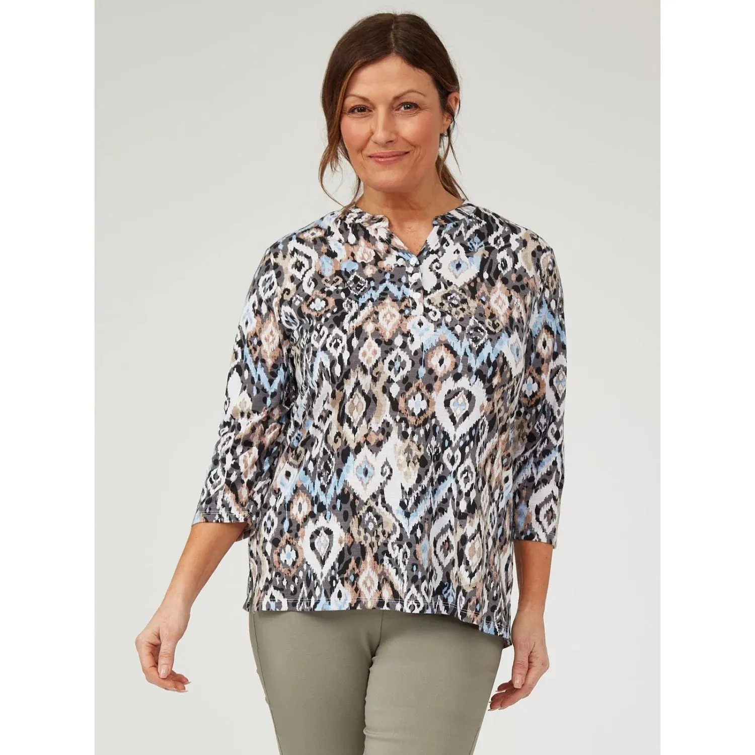 TIGI 14/16 Ikat Notch Neck Top