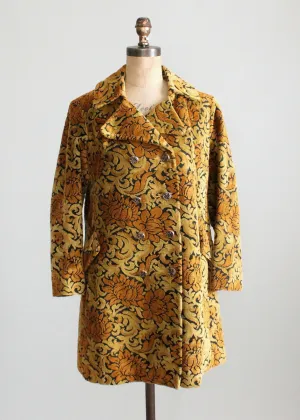 Vintage 1960s MOD Gold and Black Tapestry Carpet Coat