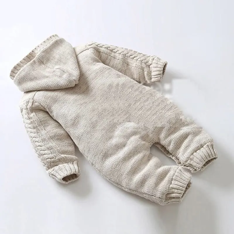 Warm Hooded Knitted Romper