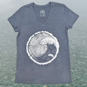 Womens Tree Wave v-neck t-shirt