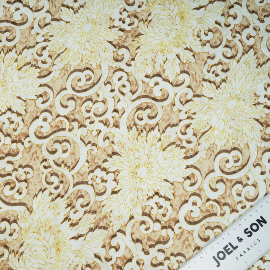 Yellow & Beige Floral Vision Printed Luxury Cotton