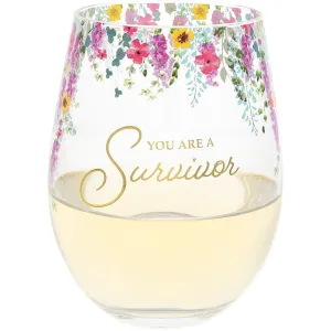 You Are a Survivor Gift Boxed 17 oz Stemless Wine Glass